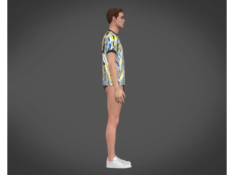 Soccer Football White and Yellow Jersey Player-11 3D Model