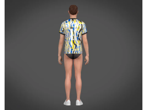 Soccer Football White and Yellow Jersey Player-11 3D Model