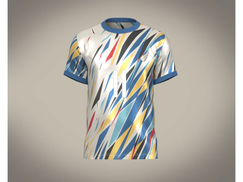 Futbol Futbol Beyaz &Ccedil;ok Renkli Forma Player-11 3D Model