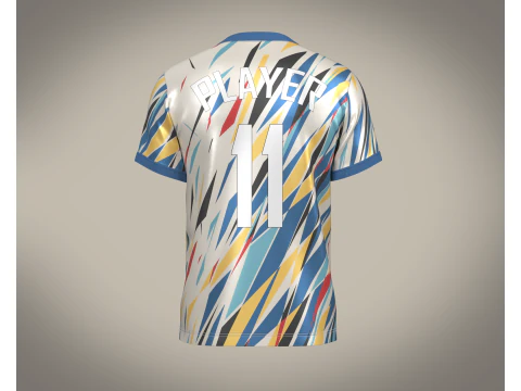 Soccer Football White with Multi colors Jersey Player-11 3D Model