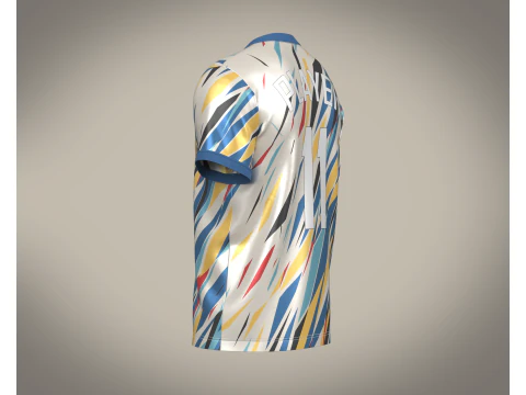 Soccer Football White with Multi colors Jersey Player-11 3D Model