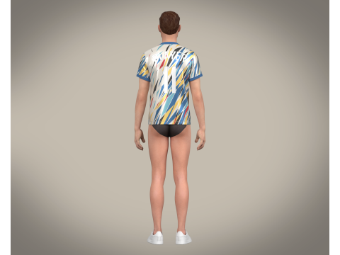 Soccer Football White with Multi colors Jersey Player-11 Modèle 3D
