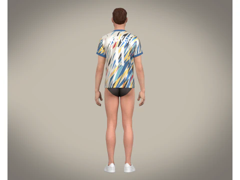 Soccer Football White with Multi colors Jersey Player-11 3D Model