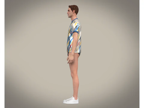 Soccer Football White with Multi colors Jersey Player-11 3D Model