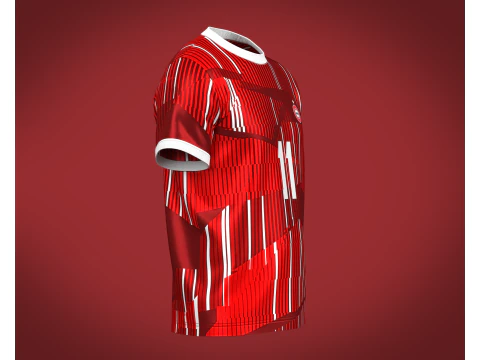 Soccer Football Wine Red color Jersey Player-11 3D Model
