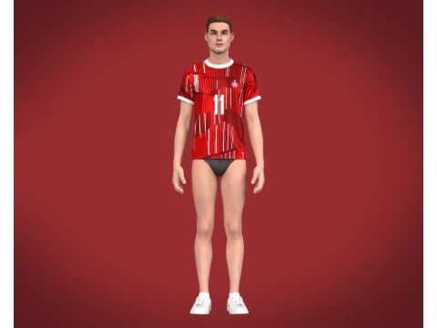 Soccer Football Wine Red color Jersey Player-11 3D Model