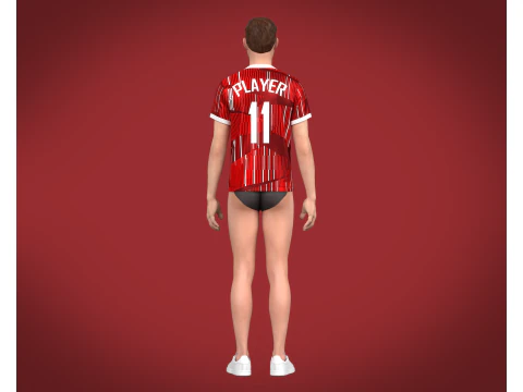 Soccer Football Wine Red color Jersey Player-11 3D Model