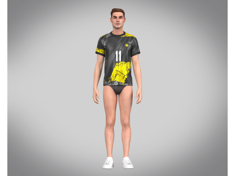 Soccer Football Yellow with Ash color Jersey Player-11 3D Модель