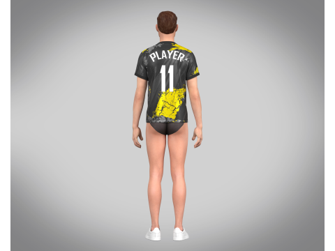 Soccer Football Yellow with Ash color Jersey Player-11 3D Модель