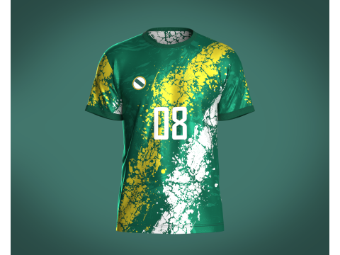 Soccer Green and Whirt Jersey-08 Modèle 3D