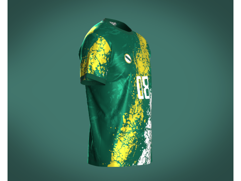 Soccer Green and Whirt Jersey-08 3D 모델
