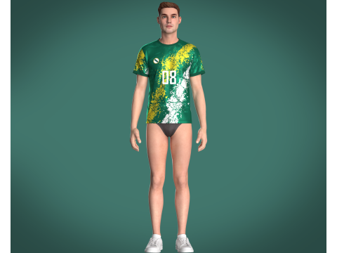 Soccer Green and Whirt Jersey-08 3D 모델