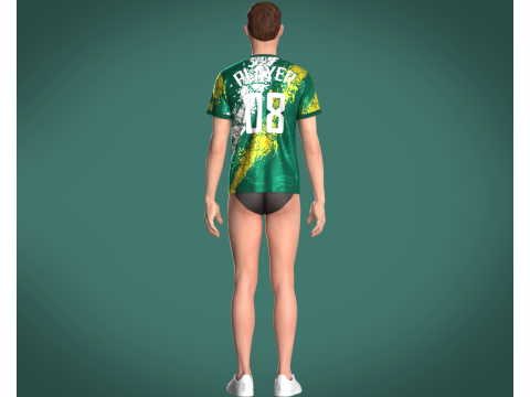 Soccer Green and Whirt Jersey-08 3D 모델