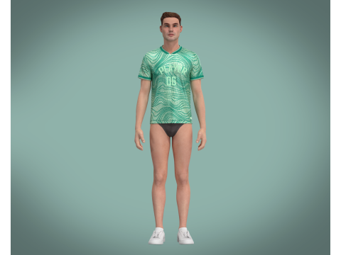 Soccer Green Jersey Player-06 3D 모델