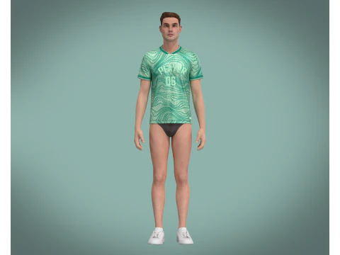 Soccer Green Jersey Player-06 3D Model