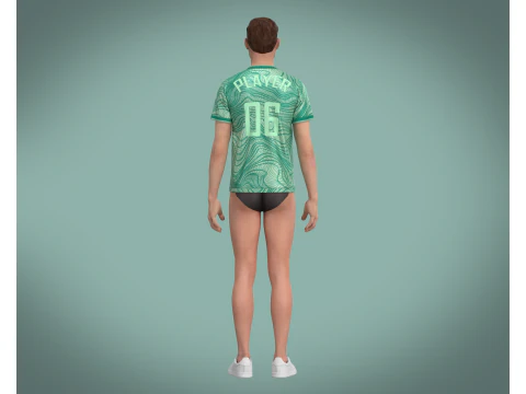 Soccer Green Jersey Player-06 3D Model