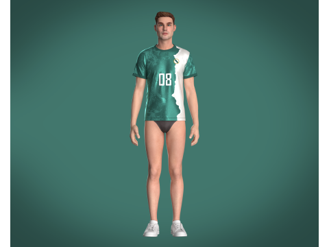 Soccer Green Jersey Player-08 3D Model