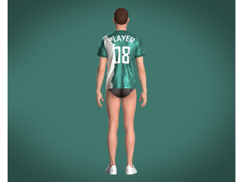 Soccer Green Jersey Player-08 3D Model
