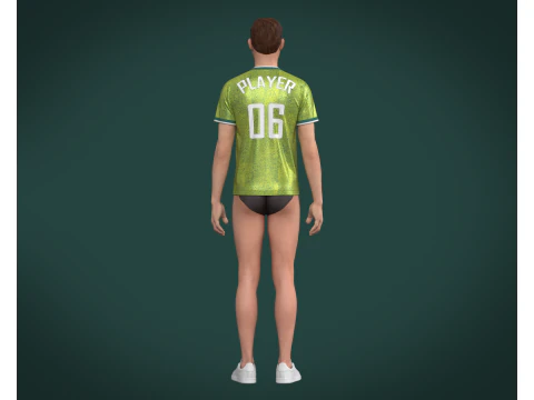 Soccer Green jersey Player-06 V2 3D Model