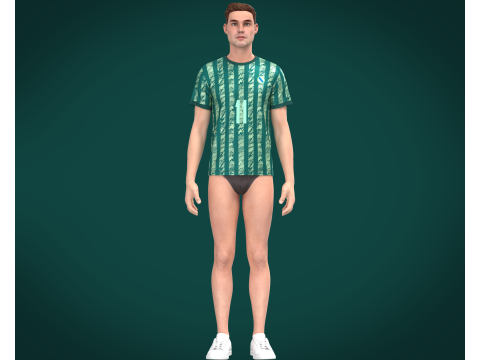 Soccer Green Print Jersey Player-11 3D 模型