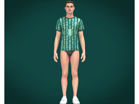 Soccer Green Print Jersey Player-11 3D Model