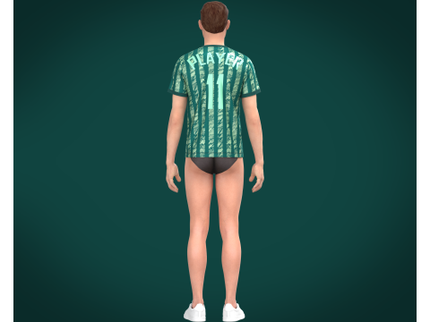 Soccer Green Print Jersey Player-11 3D 模型