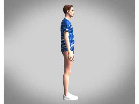 Soccer Multi color Blue Jersey Player-10 3D 模型