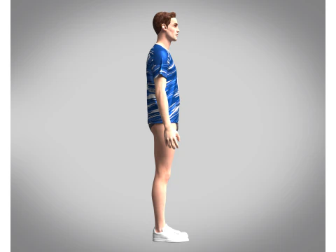 Soccer Multi color Blue Jersey Player-10 3D Model