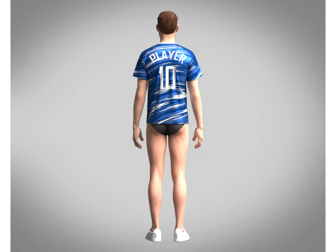 Soccer Multi color Blue Jersey Player-10 3D Model