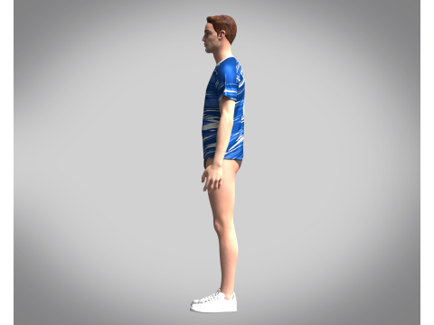Soccer Multi color Blue Jersey Player-10 3D 模型