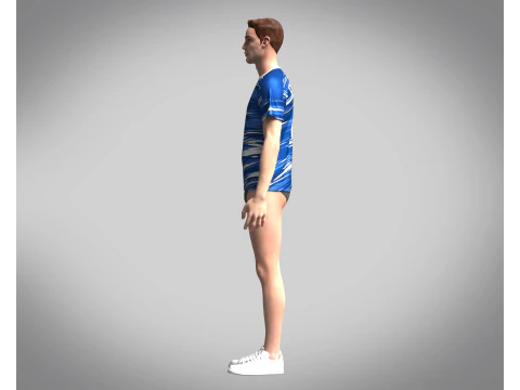 Soccer Multi color Blue Jersey Player-10 3D Model