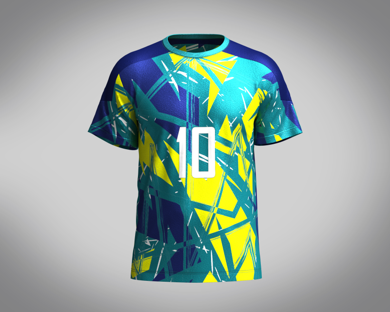 Soccer Neon Yellow with multi color Jersey Player-10 Modello 3D .c4d .max .obj .3ds .fbx .stl .blend 
