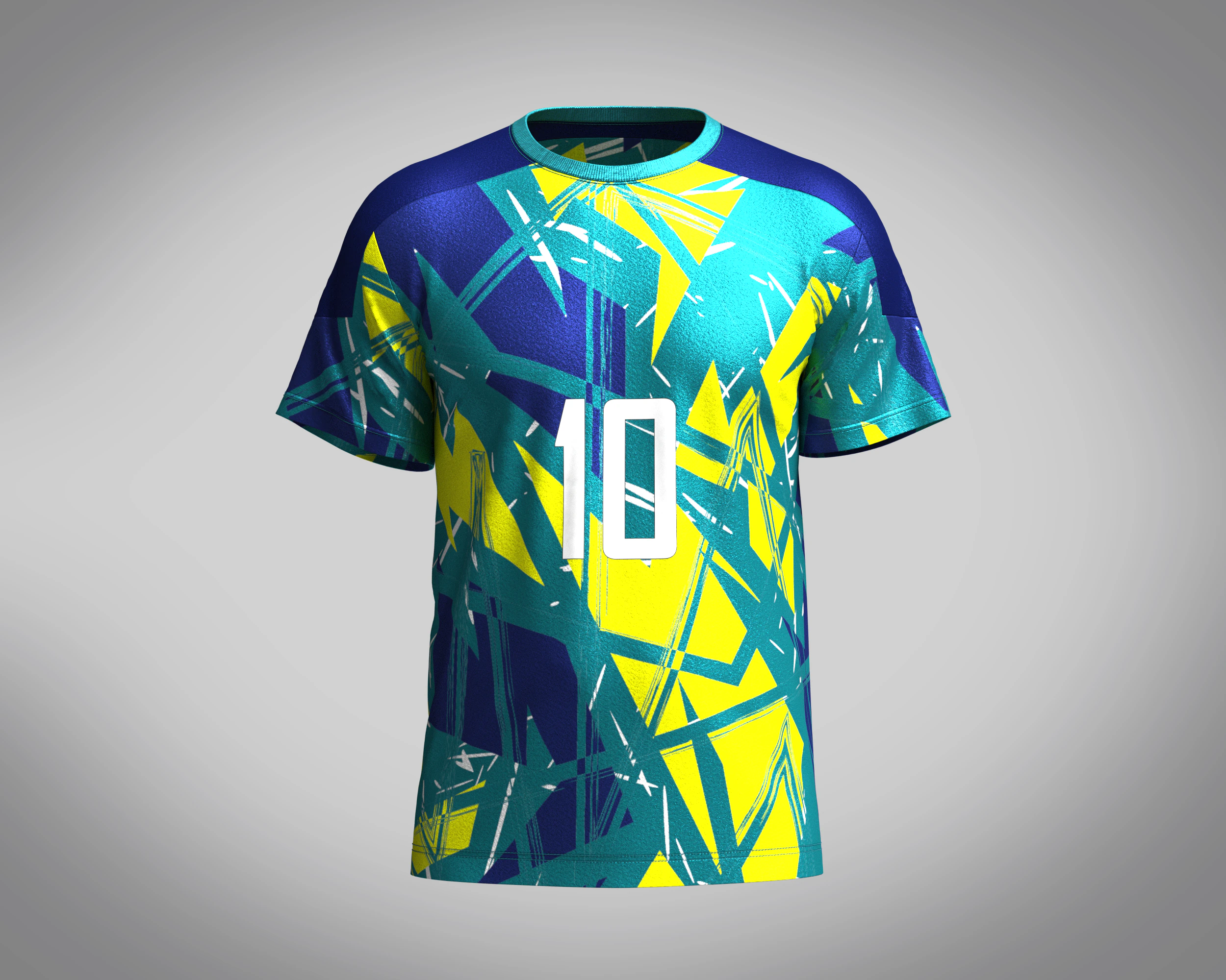 Soccer Neon Yellow with multi color Jersey Player-10 3D Model .c4d .max .obj .3ds .fbx .stl .blend 