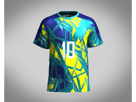 Soccer Neon Yellow with multi color Jersey Player-10 Model 3D