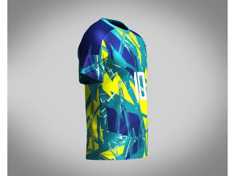 Soccer Neon Yellow with multi color Jersey Player-10 Modello 3D