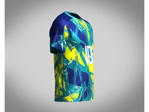 Soccer Neon Yellow with multi color Jersey Player-10 3D Model