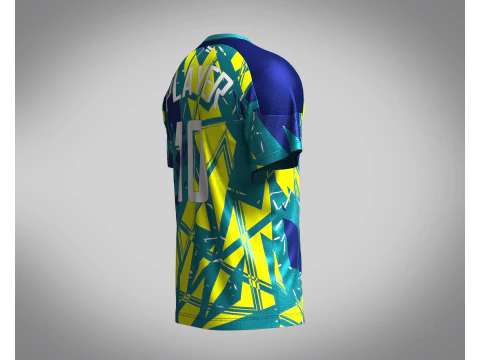 Soccer Neon Yellow with multi color Jersey Player-10 3D Model