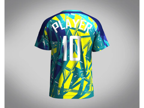 Soccer Neon Yellow with multi color Jersey Player-10 3D Model