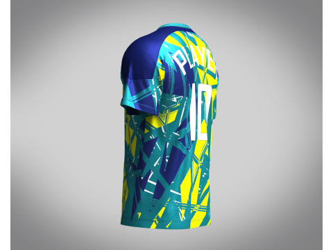 Soccer Neon Yellow with multi color Jersey Player-10 Modello 3D