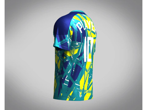 Soccer Neon Yellow with multi color Jersey Player-10 3D Model