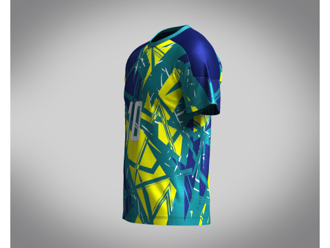 Soccer Neon Yellow with multi color Jersey Player-10 Modello 3D