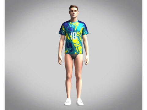 Soccer Neon Yellow with multi color Jersey Player-10 3D Model