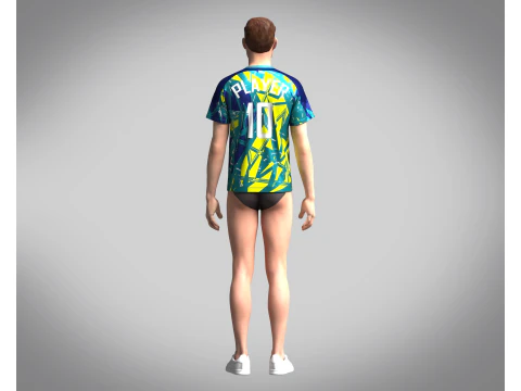 Soccer Neon Yellow with multi color Jersey Player-10 3D Model