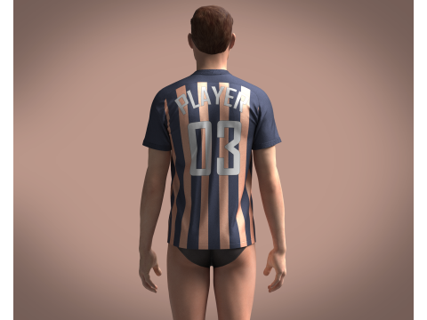 Soccer Navy Blue jersey Player 03 3D Model