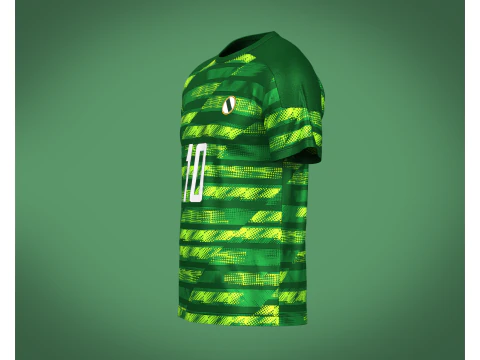 Soccer Printed Green Jersey Player-10 3D Model
