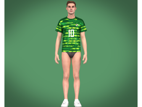 Soccer Printed Green Jersey Player-10 3Dモデル