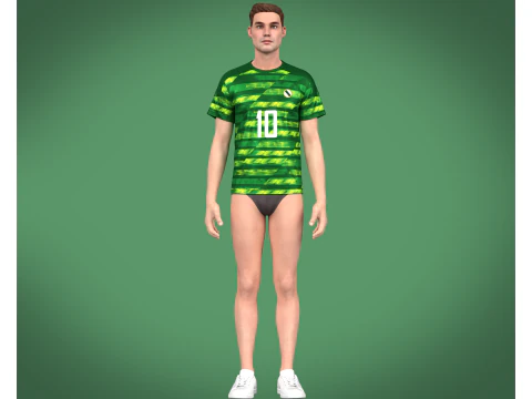 Soccer Printed Green Jersey Player-10 3D Model