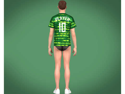 Soccer Printed Green Jersey Player-10 3Dモデル