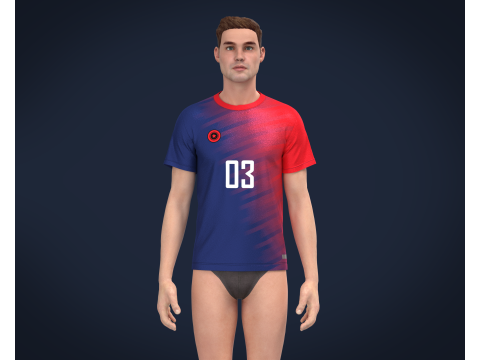 Soccer Red Blue Jersey Player-03 Modèle 3D