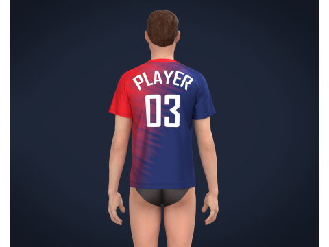Soccer Red Blue Jersey Player-03 Modèle 3D